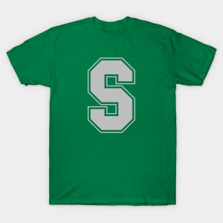 Monogram Grey Green College House Initial S T-Shirt